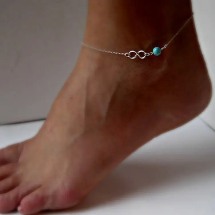 

Summer Beach String Beads Anklet Bracelet for Women Simple Silver Adjustable Infinity Anklets Foot Chain Jewelry