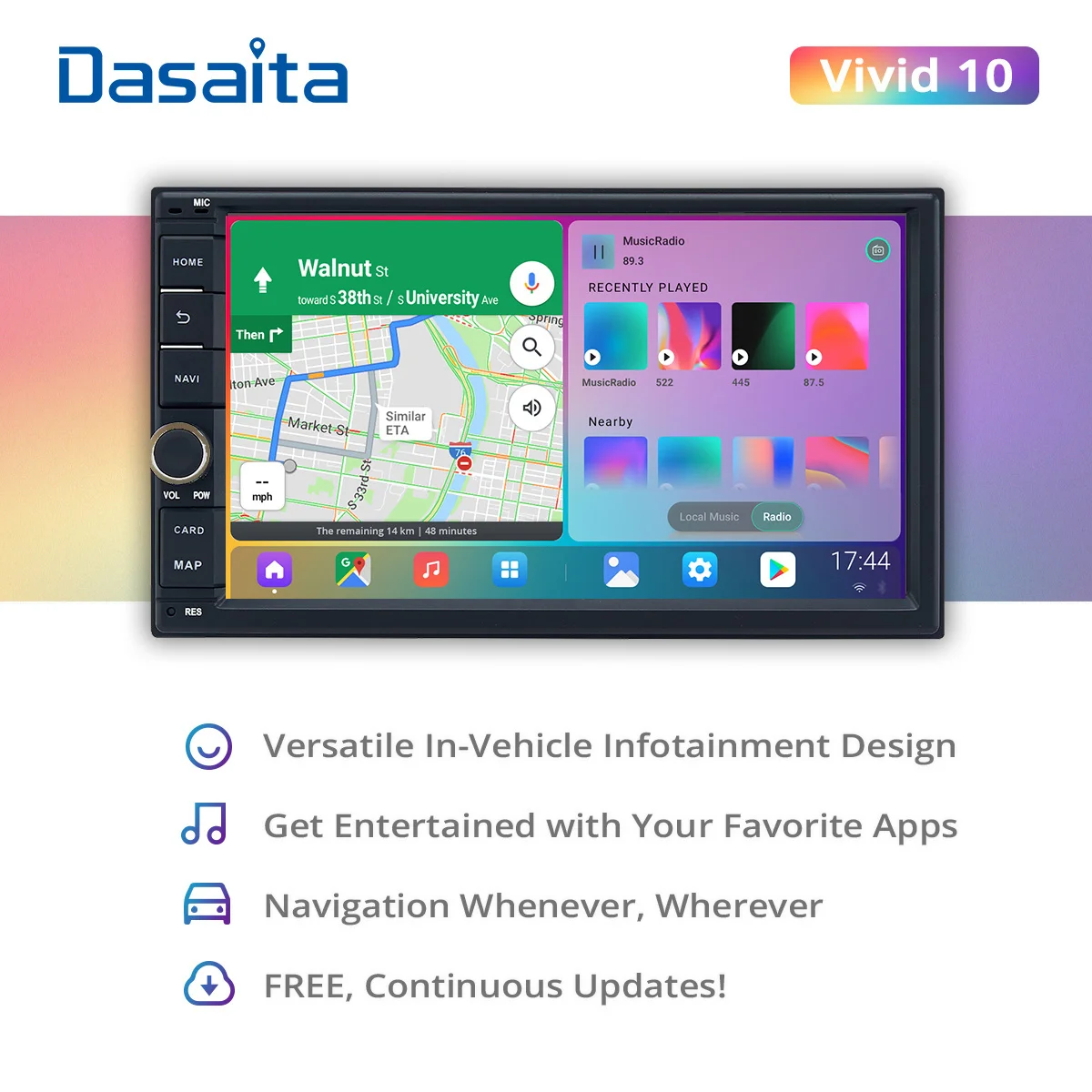 Автомобильная магнитола Dasaita Vivid универсальная мультимедийная система на Android с 7