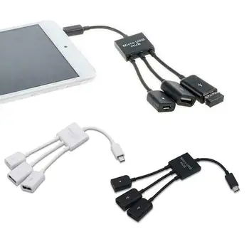 

3 in 1 Micro USB Power Charging Host OTG Hub Cable S5 For Samsung 4/3/2 Galaxy Tab Galaxy For Samsung Adapter Q8C7
