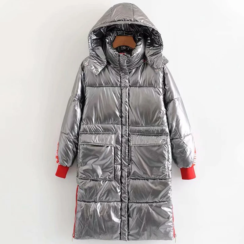 Глянцевая женская зимняя куртка с капюшоном теплые парки размера плюс зимнее пальто с хлопковой подкладкой omen длинная пуховая парка