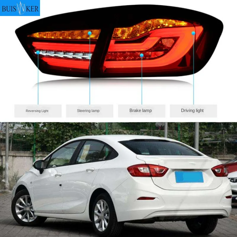 

Автомобильный светодиодный задний фонарь для Chevrolet Cruze 2017 2018, задний ходовой фонарь + стоп светильник + фонарь заднего хода + Динамический сигнал поворота