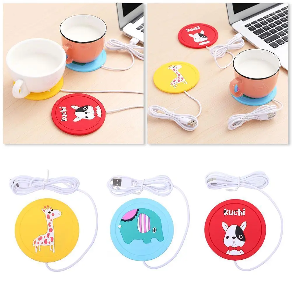 

Protable Usb Cartoon Silicone mat Heating under cup pad Coasters Insulation Coaster Non-slip Drink Milk Heat Cup Pad Resistant