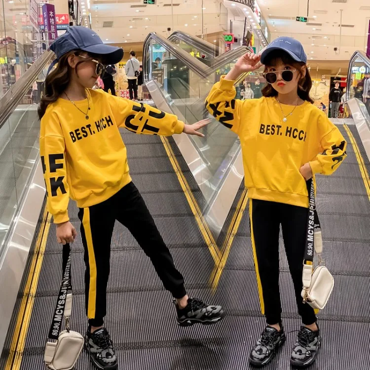 

Childrenswear Girls Spring Set 2020 New Style Children Spring And Autumn GIRL'S Western Style Hoodie Two-Piece Set Fashion
