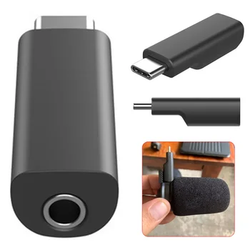 

Audio Camera Microphone Adapter Travel USB-C To 3.5mm Converter Black External Professional Portable Plastic For DJI OSMO Pocket