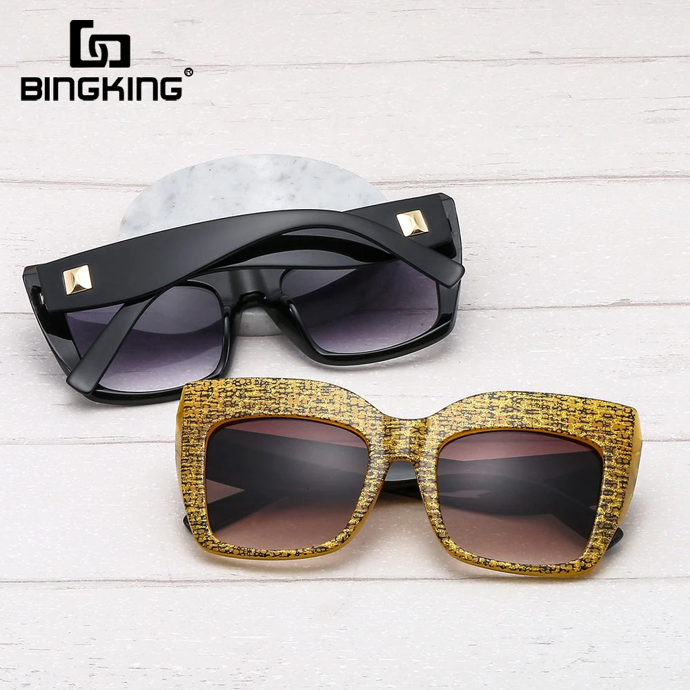 

Bingking 2020gradient Square Sunglasses Women Brand Designer Big Frame Shades Sun Glasses Oculos De Sol Feminino Uv400