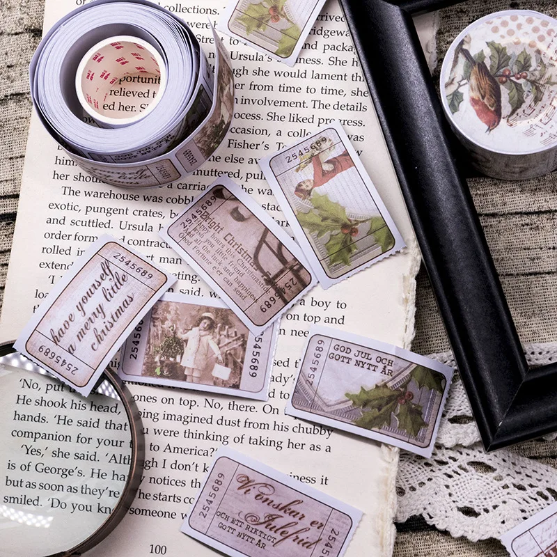 

Vintage Washi Tape Christmas Masking Tape Bullet Journal Stationery Stickers DIY Scrapbooking Retro Decrstive Sticker Washi Tape