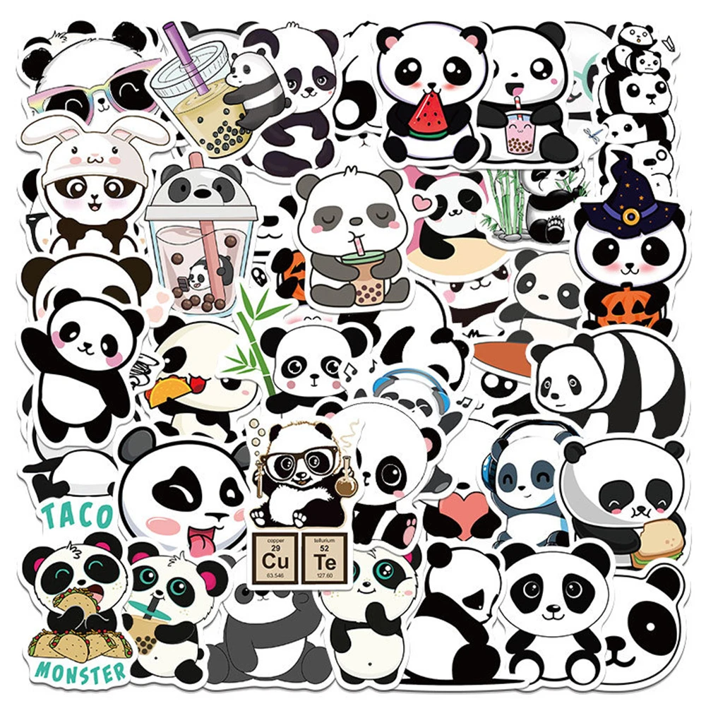10 30 50個漫画かわいいパンダ落書き防水ステッカースーツケースノートブック冷蔵庫skateboardstationeryboxhelmetwholesale Stickers Aliexpress