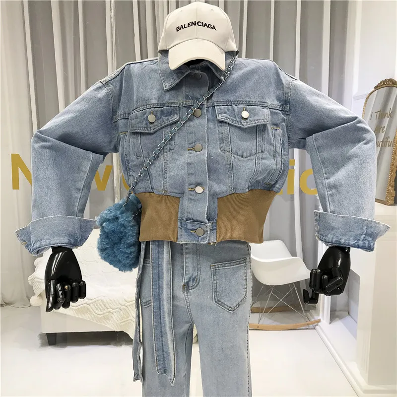 

2020 New Denim Womens Jackets Turn-down Collar Patchwork Single Breasted Coats and Jackets Women Streetwear Fashion Tops