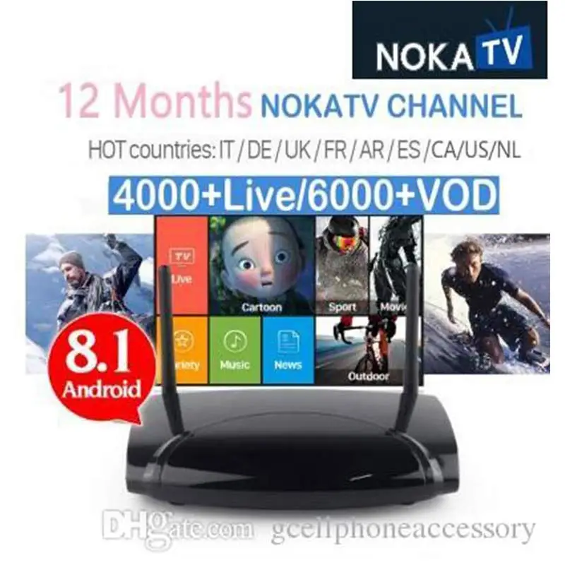 IP tv Box R2 с 1 года NOKA IP tv LIVE tv+ VOD Android устройства 12 месяцев Франция арабский Италия Испания Португалия IP tv Box - Цвет: TV Box