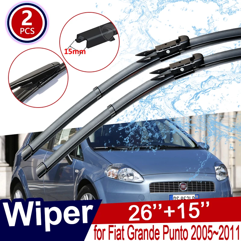 for Fiat Grande Punto 20052011 Front Windscreen Windshield Wipers Car