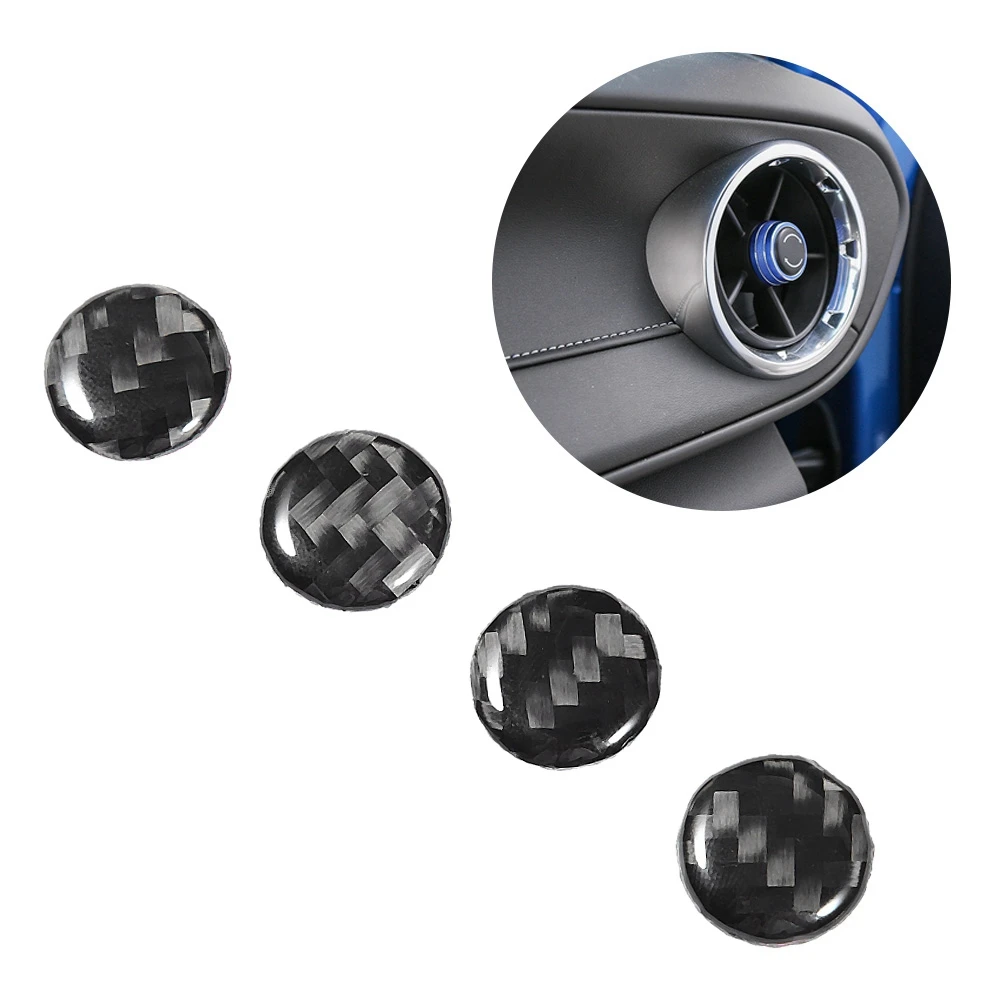 

4pcs Car Dashboard Knob Switch Button Cover Trim Carbon Fiber Fit for Chevrolet Camaro 2017 2018 2019 car accessories interior