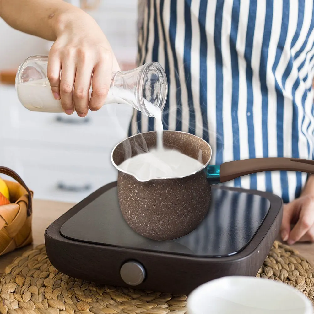 Ковш для молока Enamelware обогреватель кастрюля ковш антипригарный сплав алюминий анти-скальдинг нагревательный горшок с высыпанием