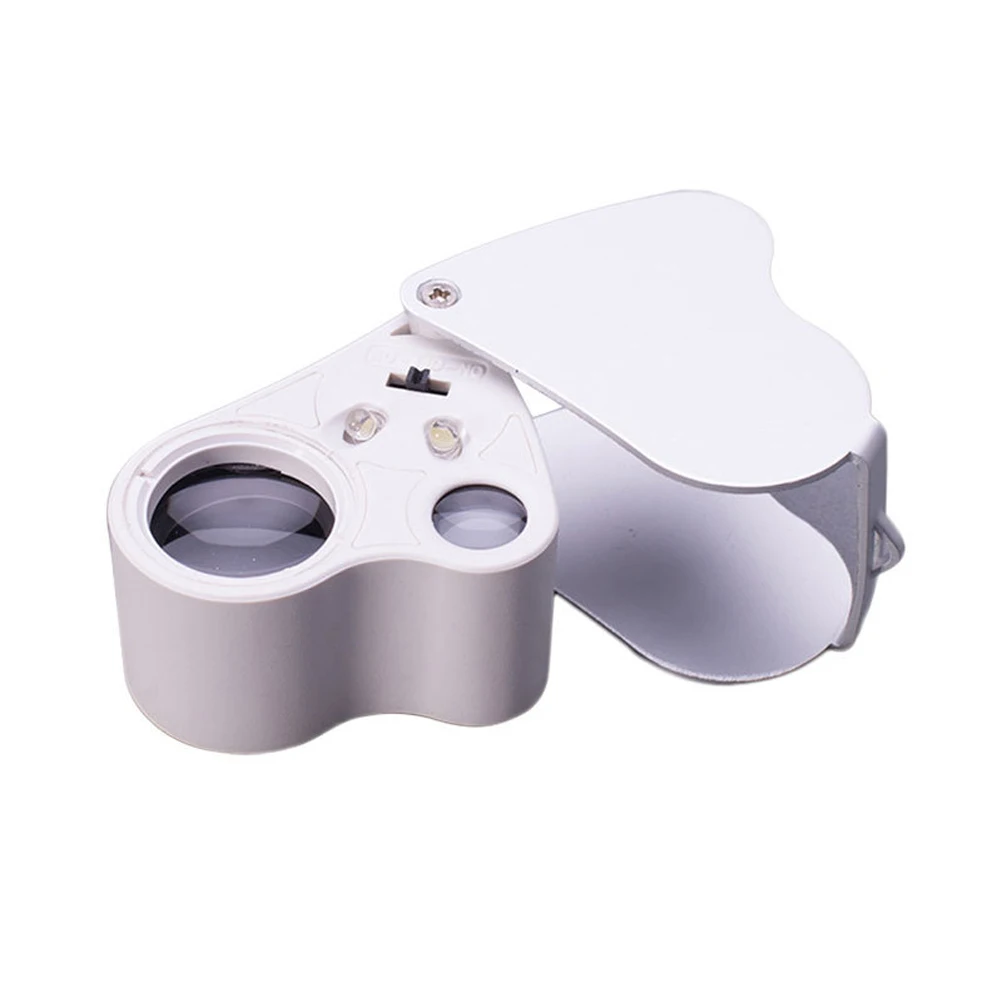 30X 60X Lightweight Small Foldable Stamps Professional Led Illuminated Durable Jewelry Loupe Magnifier Portable Tool Double Lens