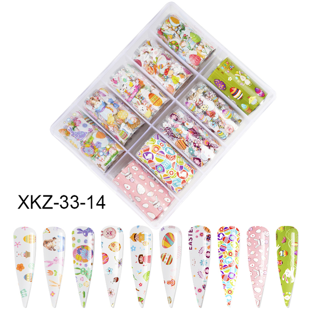 Star Transfer Paper Laser Leopard Print Gale Camouflage Small Fresh Fruit Star Set Nail Sticker Decorative Art 1Box 10 Grid