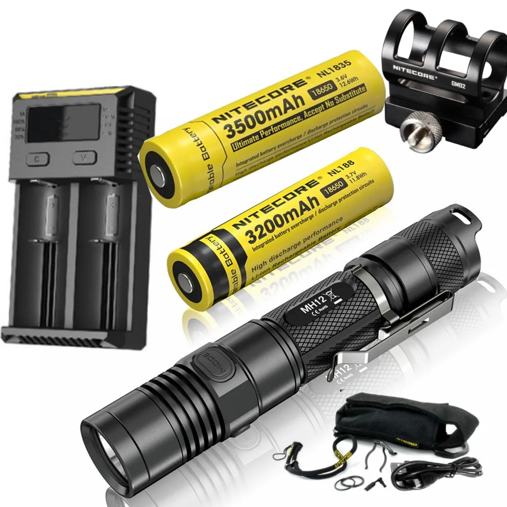 NITECORE 1000 люмен MH12 MH12W XM-L2 U2 светодиодный перезаряжаемый фонарик поисково-спасательный портативный фонарь 18650 аккумулятор+ GM02 - Испускаемый цвет: 1832 NL1835 I2 GM02