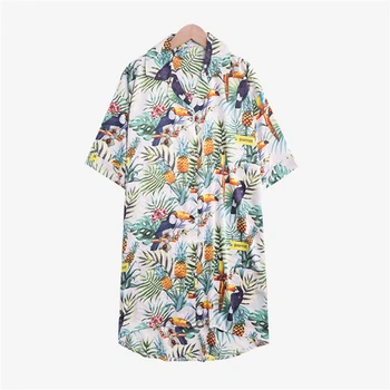 

Nightdress female summer satin half-sleeved Korean sleep dress plant and flower fashion thin section loose home service пижама