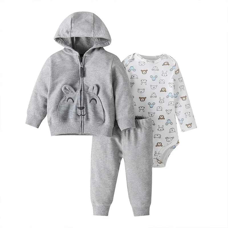 Одежда для маленьких мальчиков куртка с капюшоном и длинными рукавами+ комбинезон+ штаны, Одежда для новорожденных г. Модная осенняя одежда комплект для новорожденных
