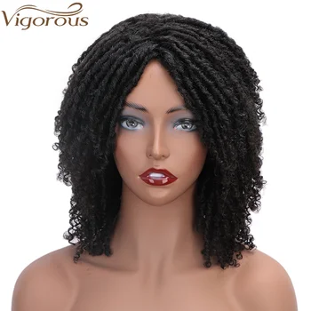 

Vigorous 6 Inch Synthetic Wigs for Black Women Crochet Braids Twist Jumbo Dread Faux Locs Hairstyle Short Afro Black Brown Hair