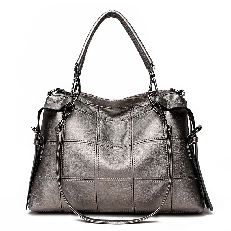 Новая Женская Роскошная модная сумка, Высококачественная кожаная сумка через плечо, женская сумка через плечо, большая сумка Boston, серая/черная/красная - Цвет: champiagne