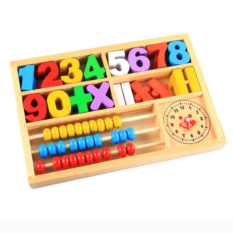 Math Toys Multifunction Abacus Clock Cognition Counting Wooden Montessori Mathematical Educational Parent-child Baby Children