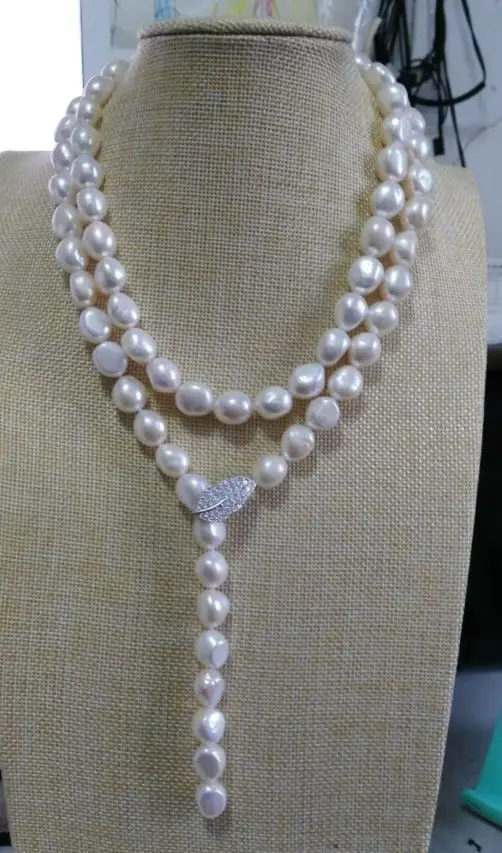 

elegant 12-13mm natural south sea baroque white pearl necklace 925s