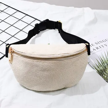 

Women Fanny Pack Straw Waist bag Harajuku zipper Beach Pockets Fashion Diagonal Shoulder outdoor Chest Bag sac banane femme 2020