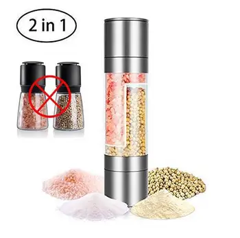 

New Product 2 In 1 Seasoning Grinder Stainless Steel Manual Pepper Grinder Salt Pepper Grinder Kitchen Tool Cooking Accessories