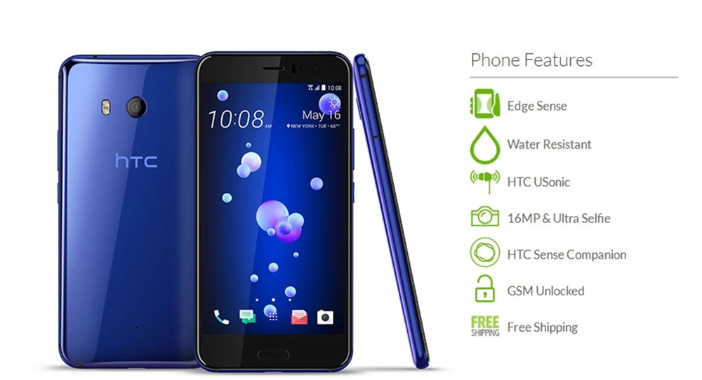 Original HTC U11 5.5" inch 4GB RAM 64GB Dual sim ROM Octa Core 4G LTE Android phone factory unlocked 12MP cellphone infinix latest mobile