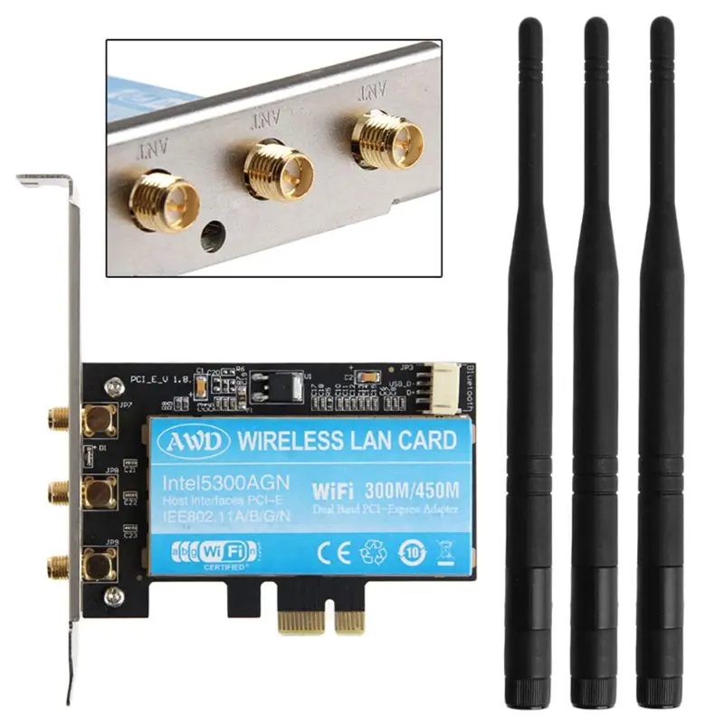 

For Intel 5300AGN 450M Dual Band 5GHz/2.4GHz PCI-E Wireless WiFi Network Adapter