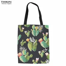 Тикин мультфильм кактус шаблон сумка с цветами холст хозяйственная сумка Экологичная сумка для супермаркета Складная хозяйственная сумка дорожная сумка