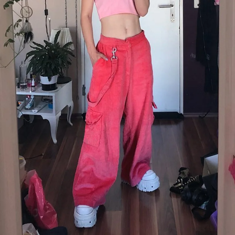 NCLAGEN Women Streetwear Casual Pants Corduroy Cargo Straight Trousers Ribbons Joggers Woman Pant 2020 High Waist Plus Trouser NCLAGEN Women Streetwear Casual Pants Corduroy Cargo Straight Trousers Ribbons Joggers Woman Pant 2020 High Waist Plus Trouser