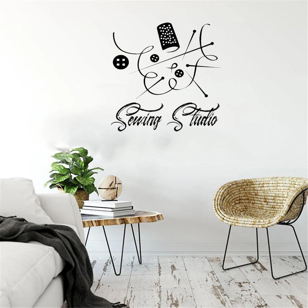 

Sewing Studio Button Wall Stickers Home Interior Decals For Sewing Studio Art Decor Removable Vinyl Murals DW9804