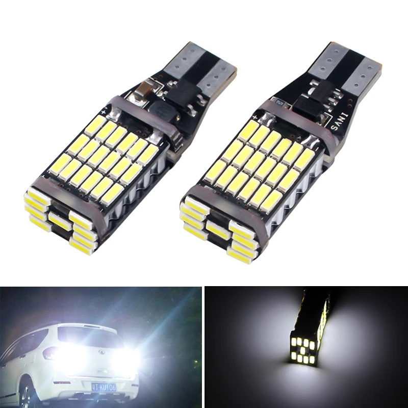 

2Pcs Super Bright T15 W16W 921 Car Auto Canbus Reverse Light Reversing Lighting Back up Lamp T16 Backup Lights 45 SMD LED 4014