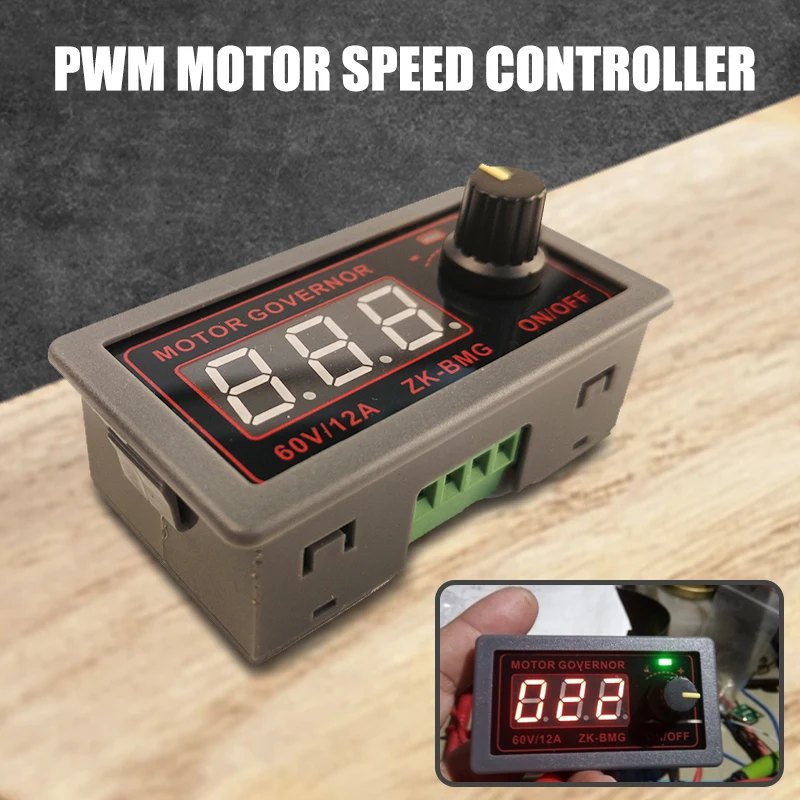 

DC 9-60V 20KHz Adjustable PWM Motor Speed Controller DC Motor Controller Digital Display Governor Switch 12v 24v 48V 12A