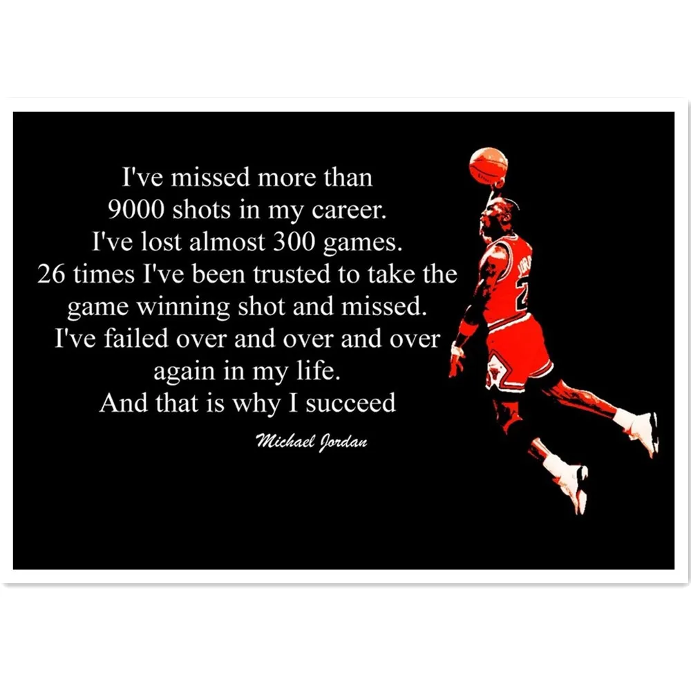 

Michael Jordan Poster Basketball Picture Inspirational Quote Canvas Print Painting for Boys Bedroom Dorm Wall Art Decor