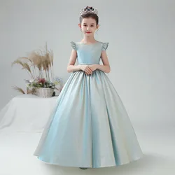 Sashes First Communion Dresses for Girls 2021 Princess Pageant Ball Gown Glitter Satin Flower Girl Dress Christmas