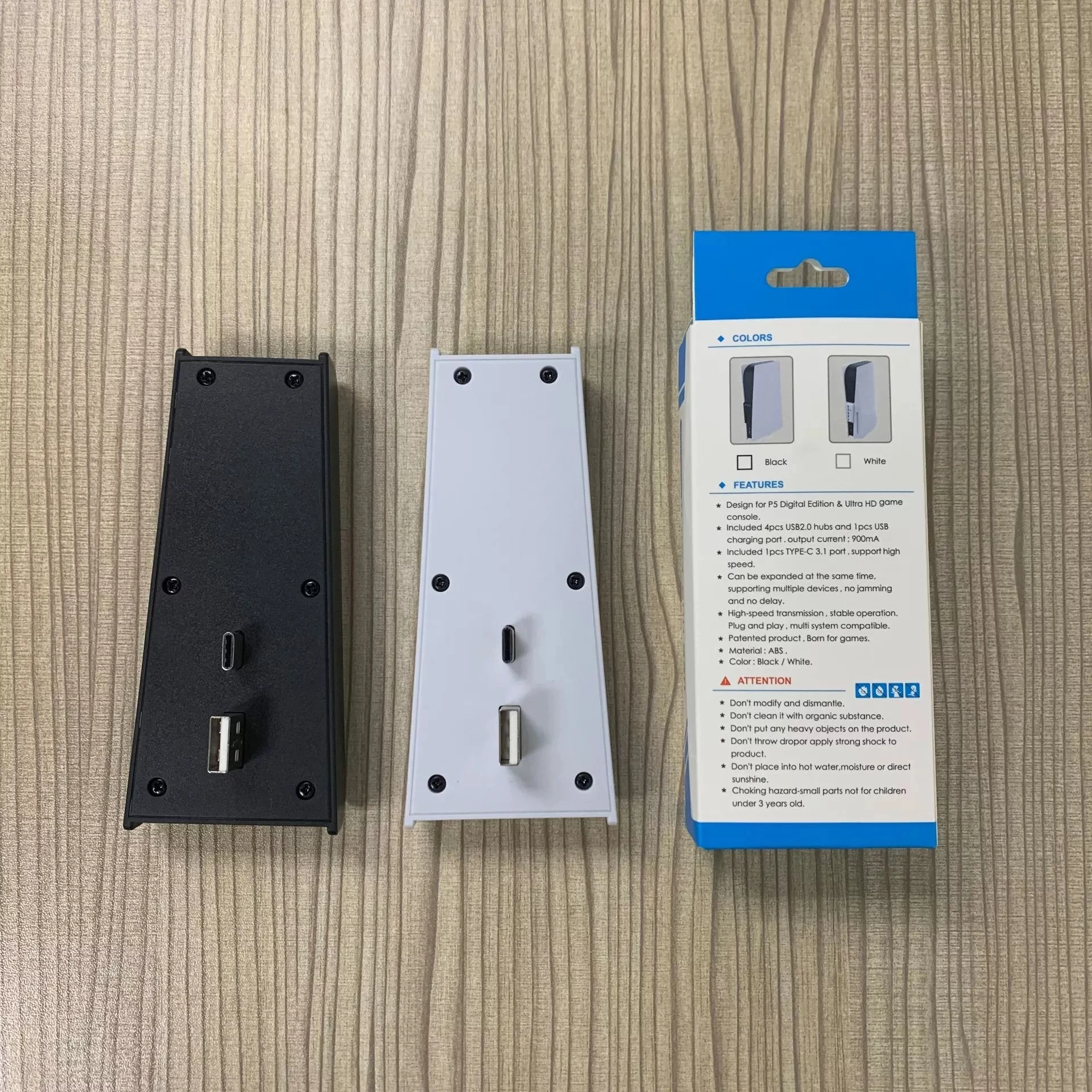 For PS5 USB Hub 6 in 1 USB Splitter Expander Hub Adapter with 5 USB A + 1 USB C Ports for PlayStation 5 Super Speed USB Adapter