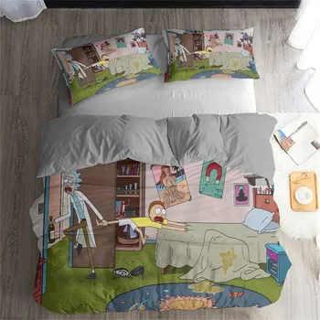 

HELENGILI 3D Bedding Set Rick and Morty Print Duvet Cover Set Bedcloth with Pillowcase Bed Set Home Textiles #RAM04