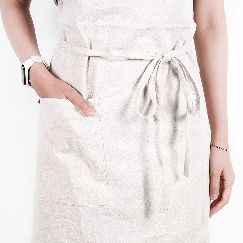 WEEYI Brief 100% Linen Apron Nordic Dress Skirt apron Coffee Shops And Flower Shops Work Cleaning Aprons For Woman Washable