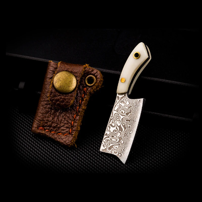 

A186 Damascus Steel Mini Knife Portable Outdoor Tactical Gadgets Pocket Unpacking EDC Tools Hanging Keychains