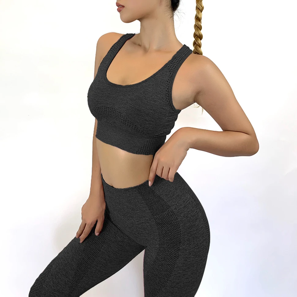 2 Piece Gym Clothing Women Gym Yoga Set Fitness Workout Sets Yoga Bra + Yoga Legging Women's  Sportswear Suit  Yoga Suit Fitness