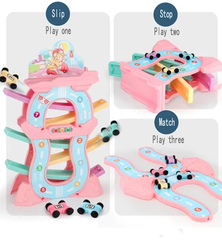 

New Puzzle Children's Toys Gliding Track kids Car Sliding Slot Track Ladder Gliding Car Game Early Educational Car Track Parking