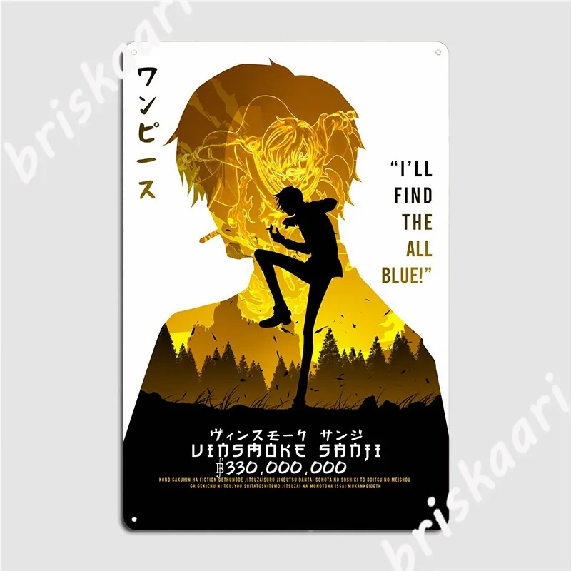 

Vinsmoke Sanji металлический знак кинотеатр гараж настенный Декор Гостиная печать оловянный знак плакаты