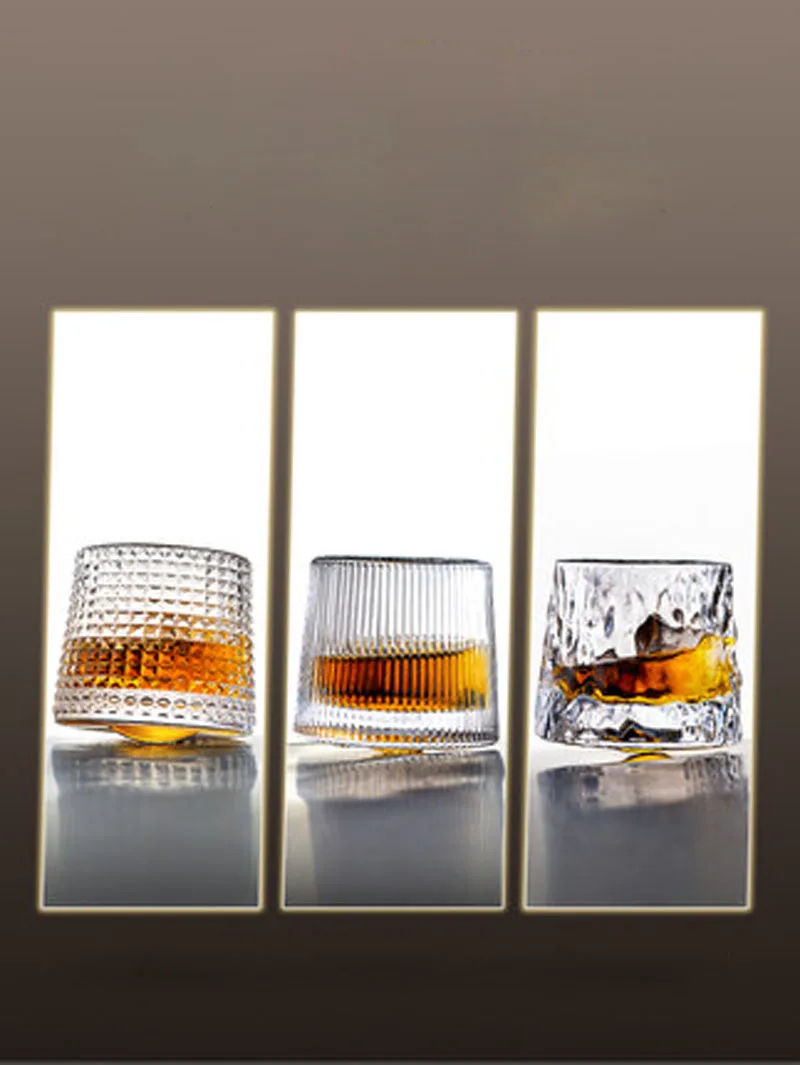 Glacier Tumbler glass Crystal  creative plum fruit  rotating whiskey  ocean glass