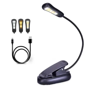 

Charging LED book light sturdy clip ON bed reading light for Beds, LED Clip on Lamp Built in Battery for Reading Books