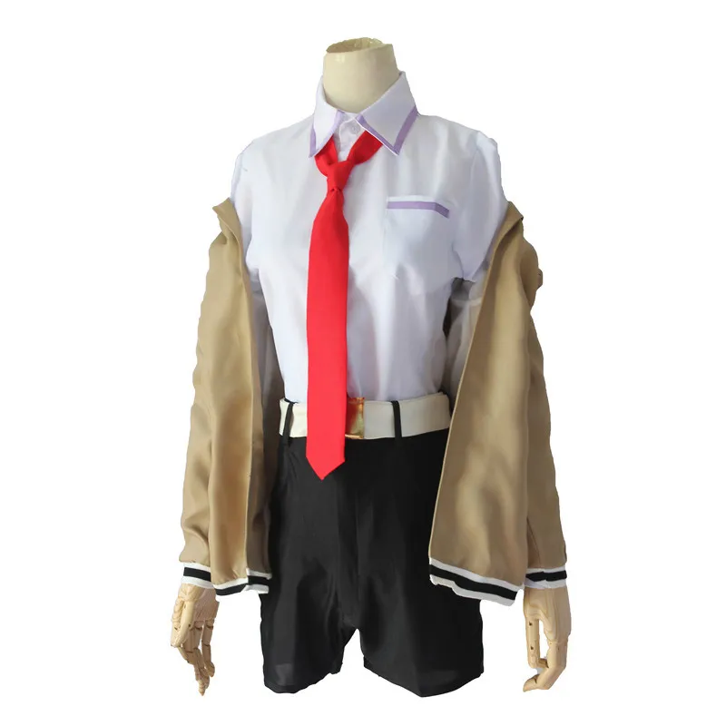 Обувь для косплея; аниме Steins Gate Косплэй костюм Makise Kurisu взрослых полный набор коричневый Unifrom Костюм повседневные Костюмы отправки носков