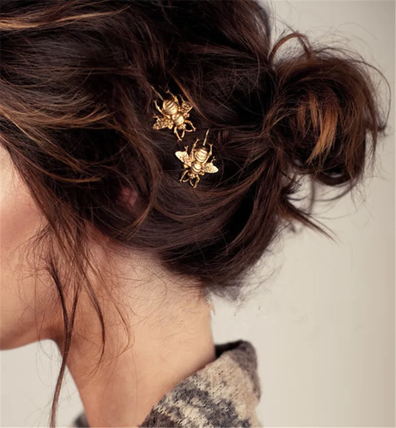 

SexeMara Women's Fashion 2PCS Style Girl Exquisite Gold Bee Hairpin Side Clip Elegant Hair Clips Sweet Headwear Hair Accessories