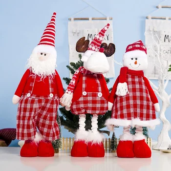 

Santa Claus Snowman Reindeer Doll Decorations Christmas Present Santa Claus Long-Legged Doll Cloth Art Mesh Santa Claus Music Do