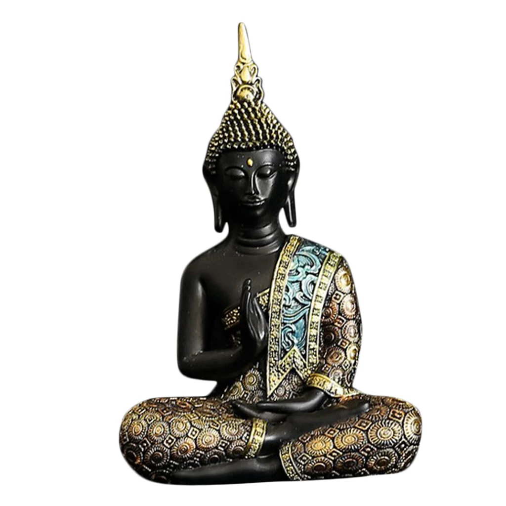 Decorative Resin Figure Seated Buddha Statue Sculpture With On Hand Up Buddha Meditating Statue