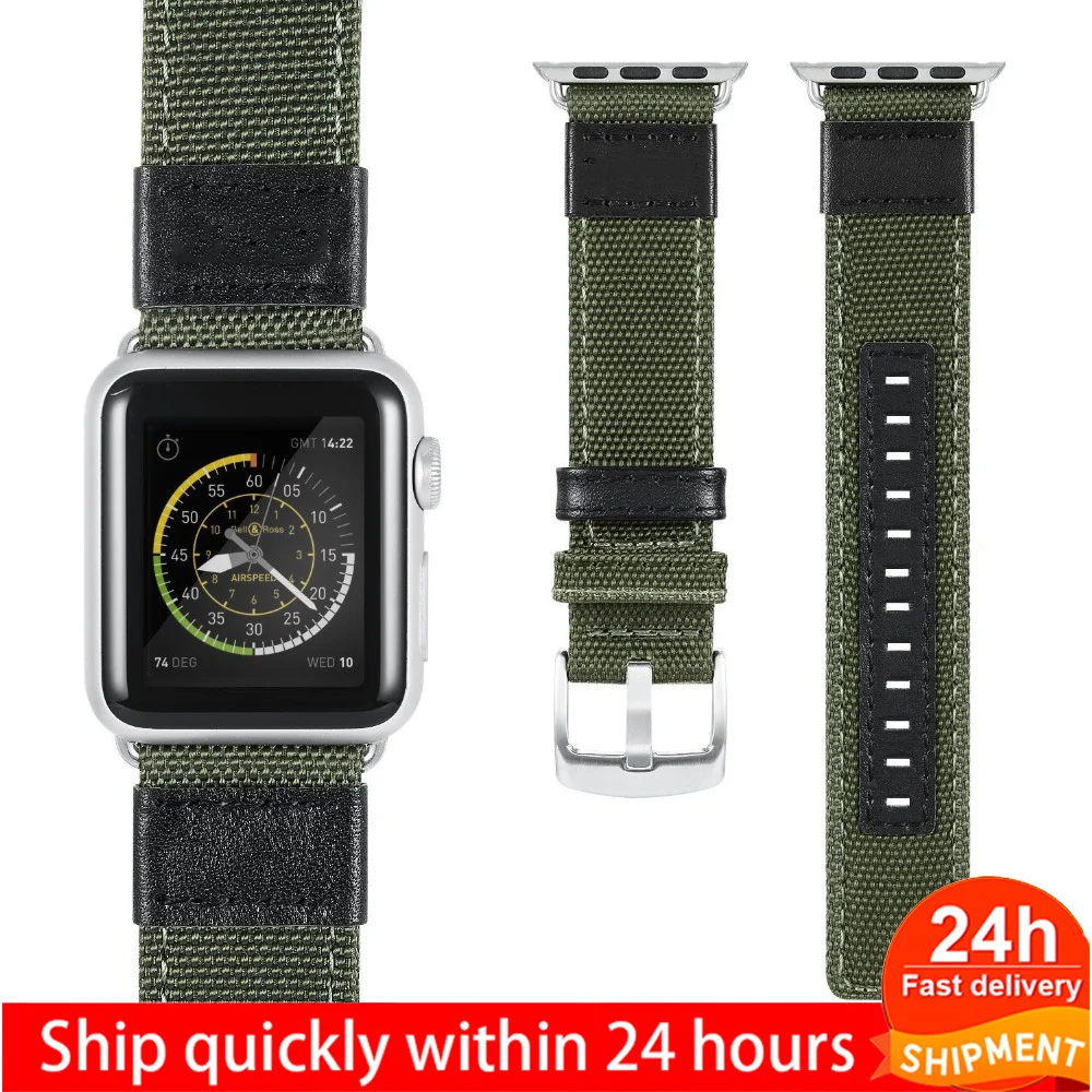 Ремешок нейлоновый спортивный для Apple Watch Band 5 4 40 мм 44 сменный Браслет часов iWatch 3 2